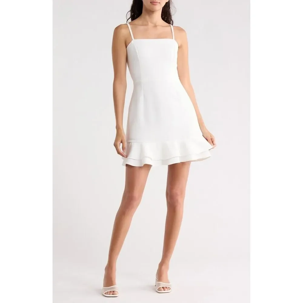 french connection white ruffle mini dress Whisper Strapless Frill Mini Dress in Summer White